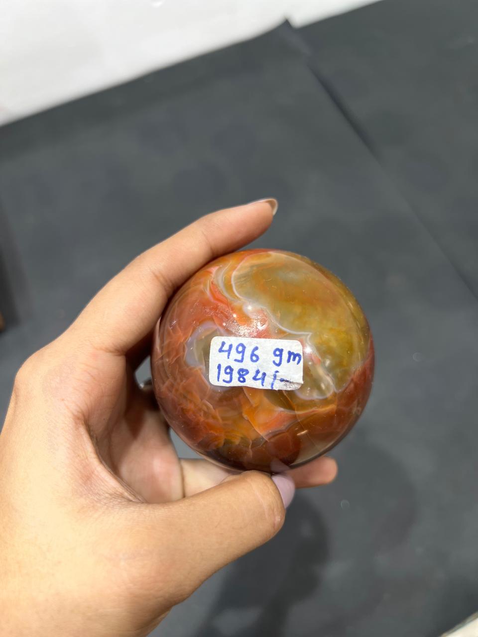 Carnelian Sphere 496g - AEORA ROCKS INDIA -Healing Crystals superstore