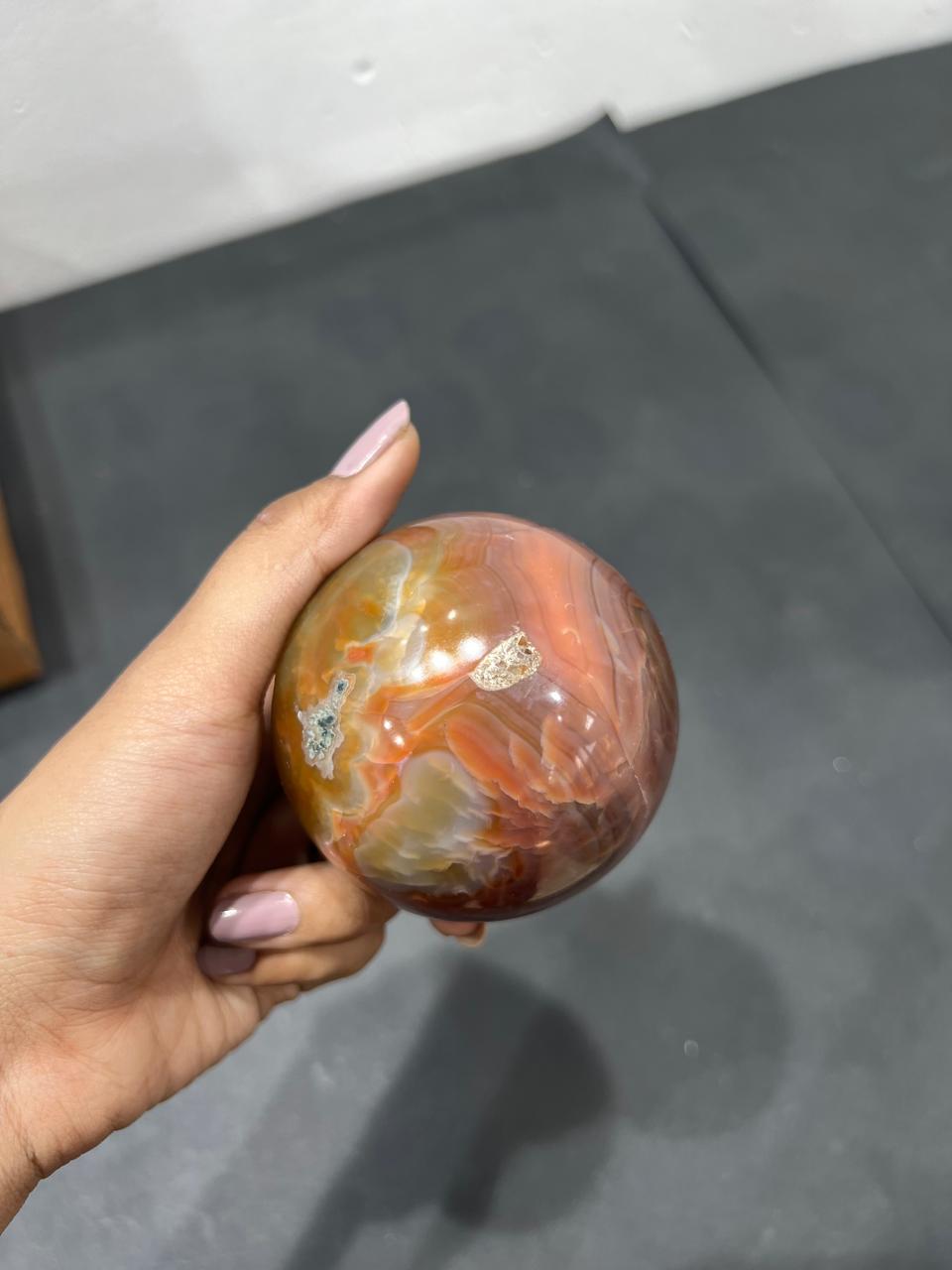 Carnelian Sphere 496g - AEORA ROCKS INDIA -Healing Crystals superstore