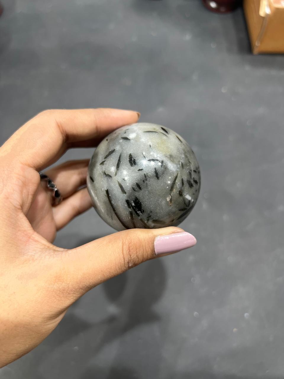 Green Tourmaline Quartz Sphere 296g