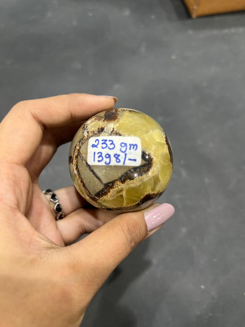 Septarian Nodule Sphere 233g - AEORA ROCKS INDIA -Healing Crystals superstore
