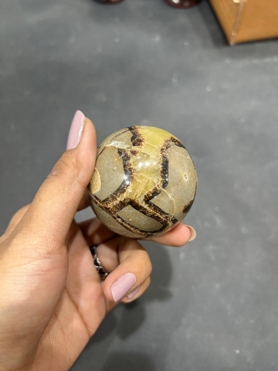 Septarian Nodule Sphere 233g - AEORA ROCKS INDIA -Healing Crystals superstore