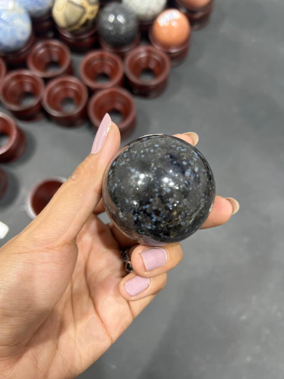 Snowflake Obsidian Sphere 153g - AEORA ROCKS INDIA -Healing Crystals superstore