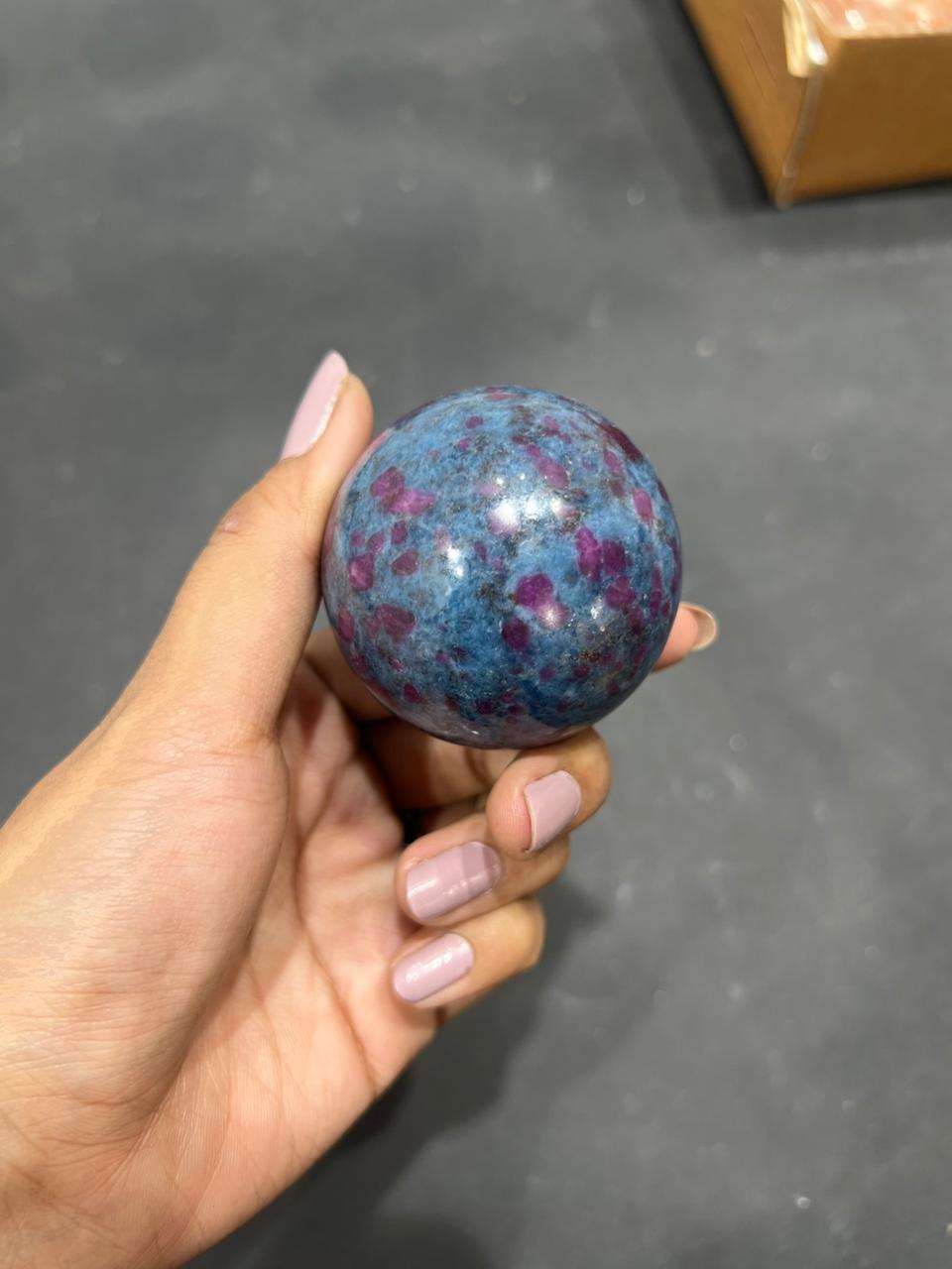 Ruby Kynite Sphere 267g - AEORA ROCKS INDIA -Healing Crystals superstore