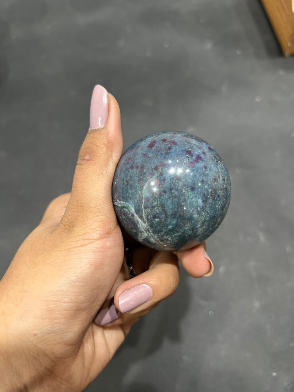 Ruby Kynite Sphere 270g - AEORA ROCKS INDIA -Healing Crystals superstore