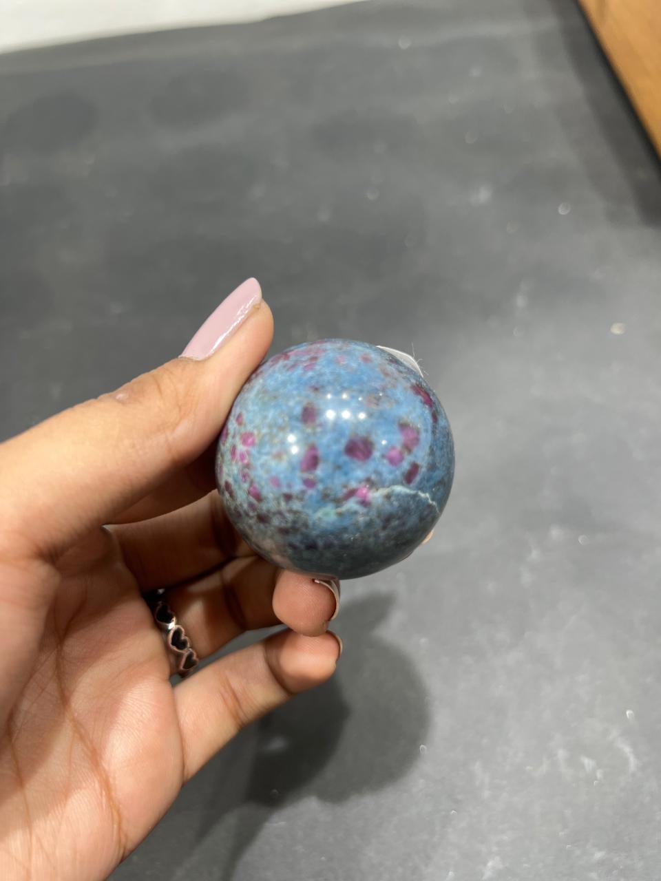 Ruby Kynite Sphere 132g - AEORA ROCKS INDIA -Healing Crystals superstore