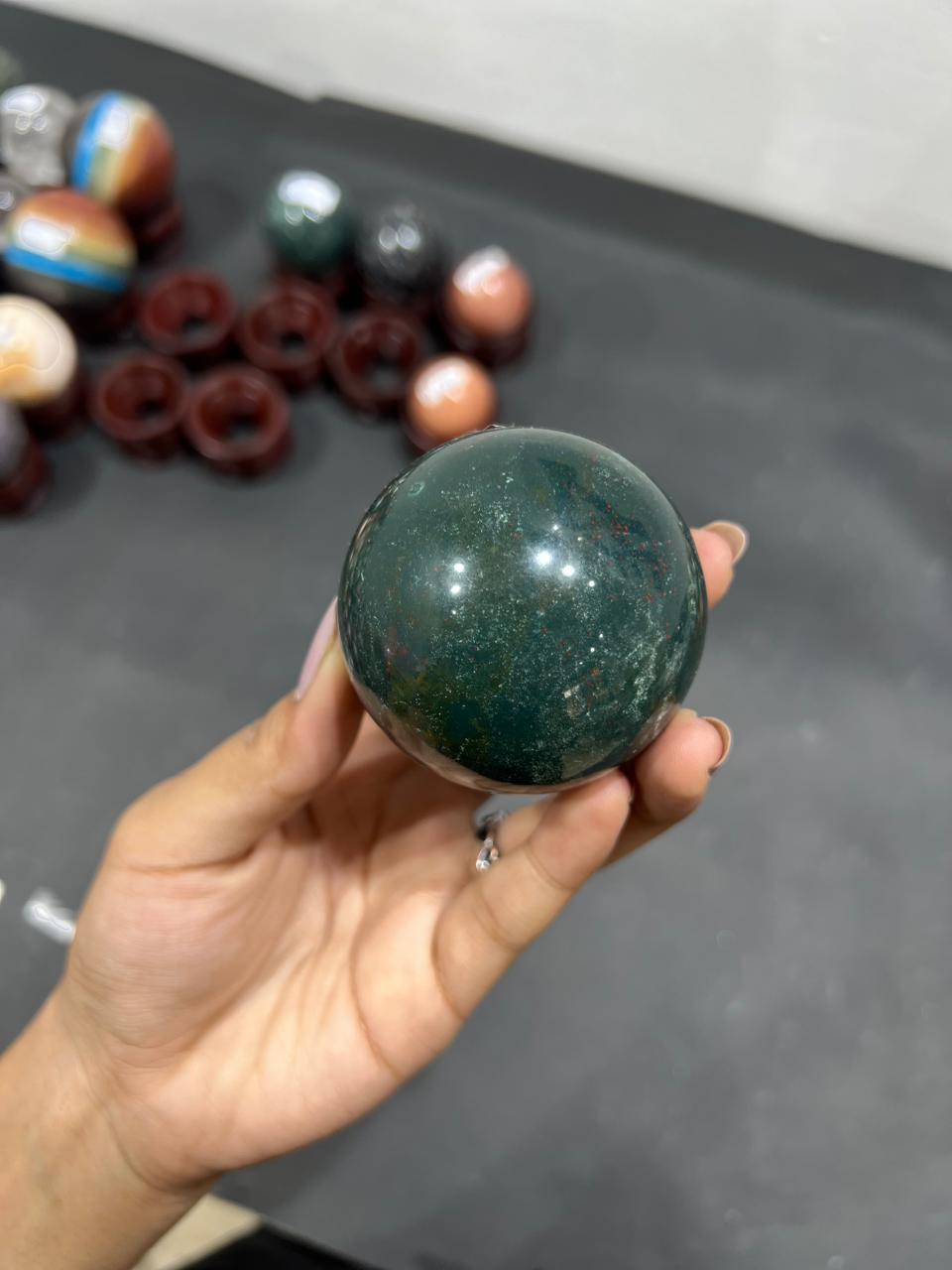 Bloodstone Sphere 240g - AEORA ROCKS INDIA -Healing Crystals superstore