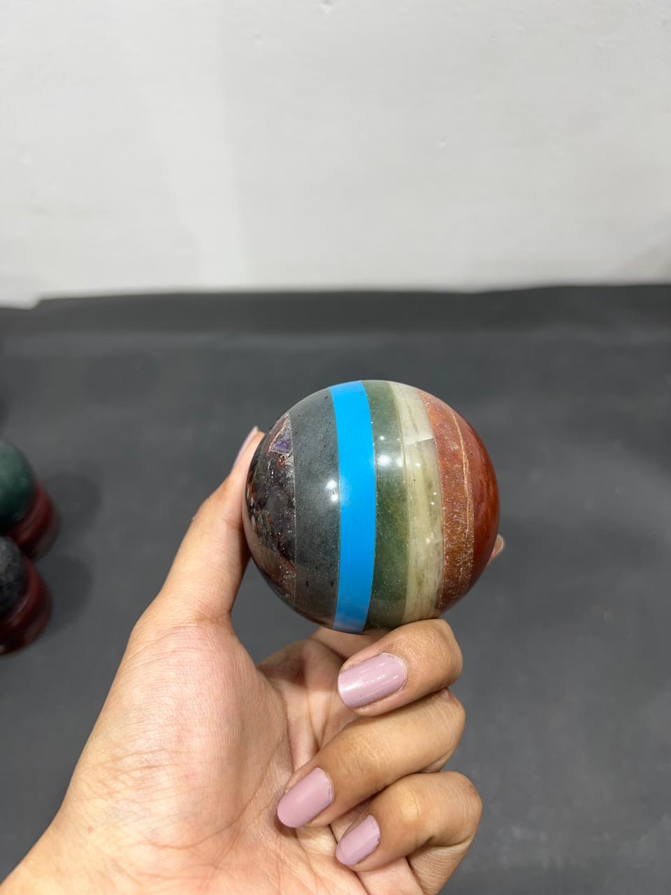 7 Chakra Sphere 368g - AEORA ROCKS INDIA -Healing Crystals superstore