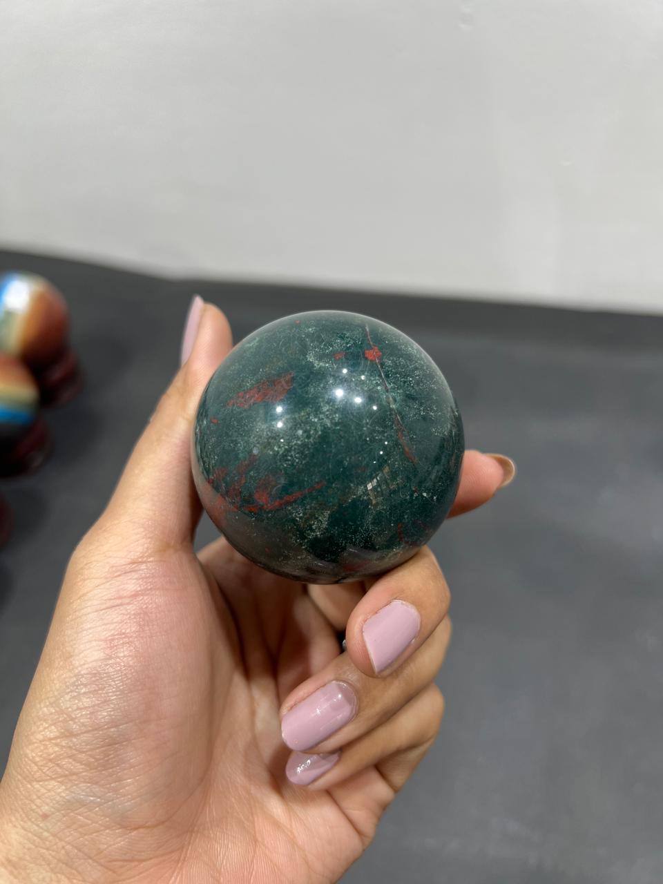Bloodstone Sphere 217g - AEORA ROCKS INDIA -Healing Crystals superstore