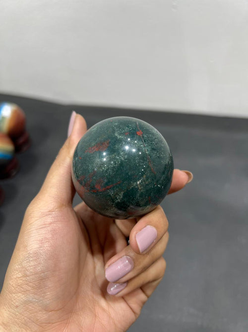 Bloodstone Sphere 217g - AEORA ROCKS INDIA -Healing Crystals superstore