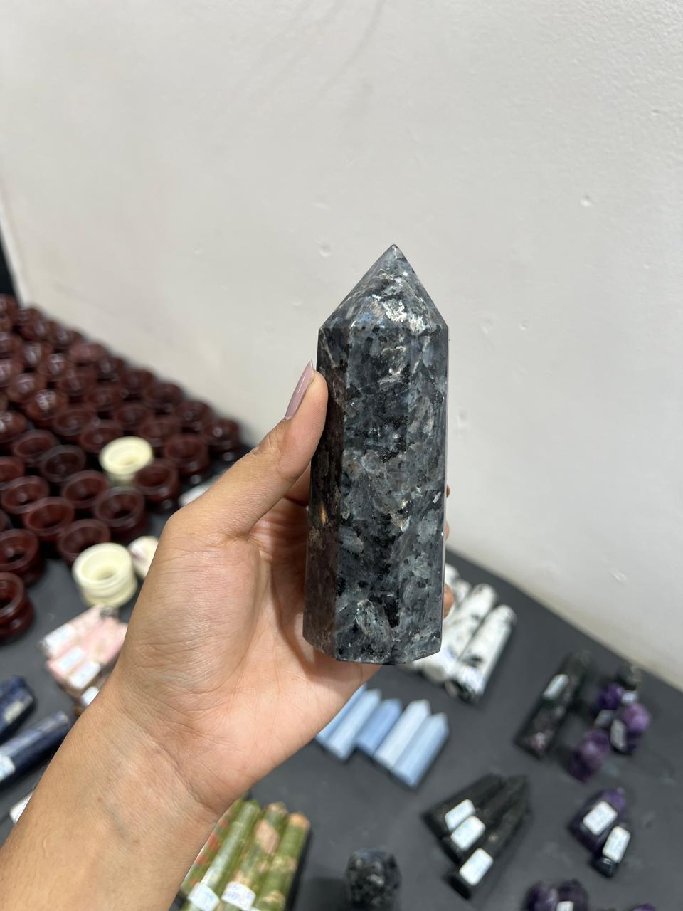 larvikite tower 345g - AEORA ROCKS INDIA -Healing Crystals superstore