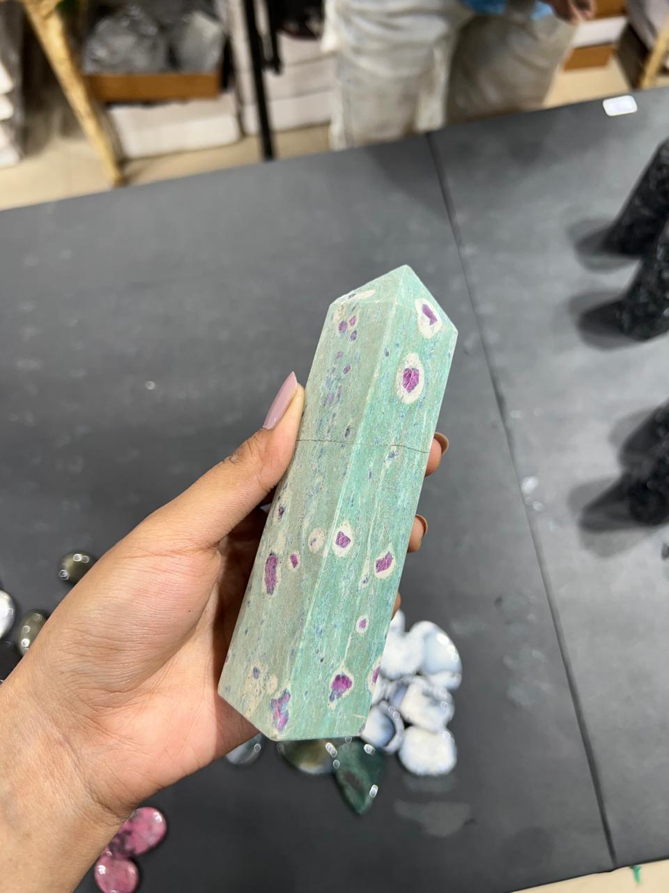 Ruby Zoisite Tower 342g - AEORA ROCKS INDIA -Healing Crystals superstore