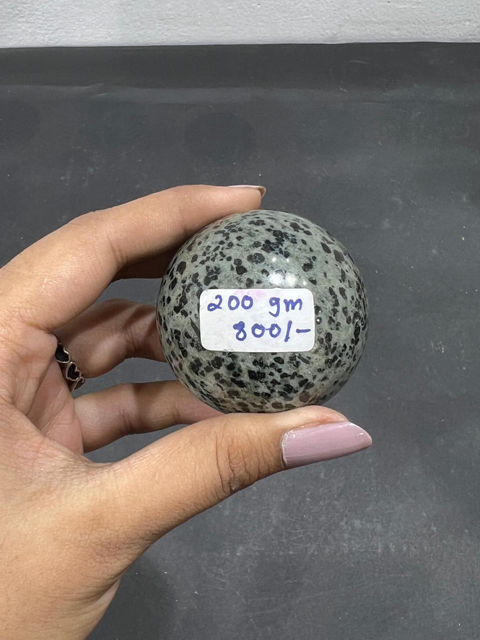 Green Dalmatian Sphere 200g - AEORA ROCKS INDIA -Healing Crystals superstore