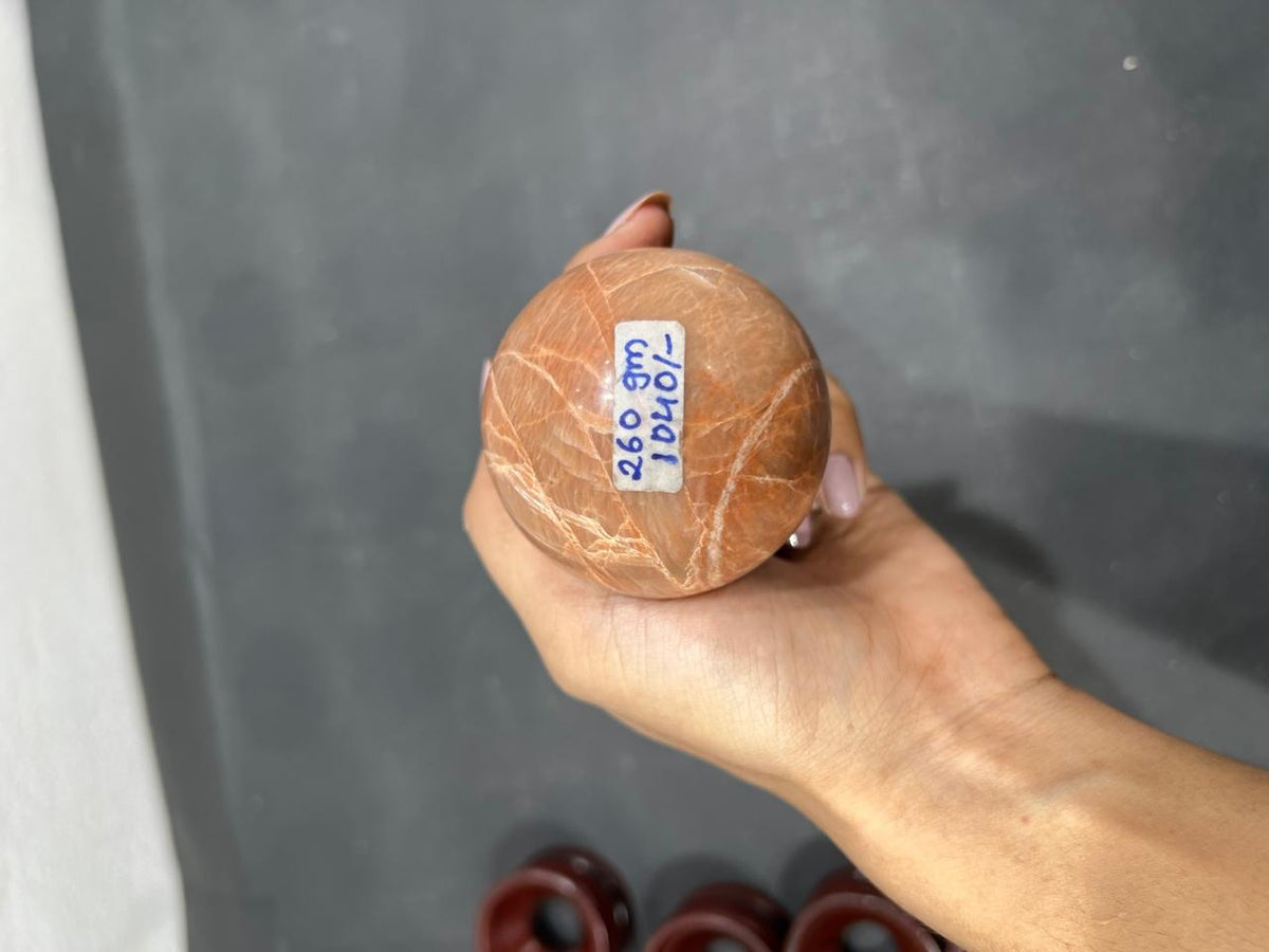 Orange Moonstone Sphere 260g - AEORA ROCKS INDIA -Healing Crystals superstore