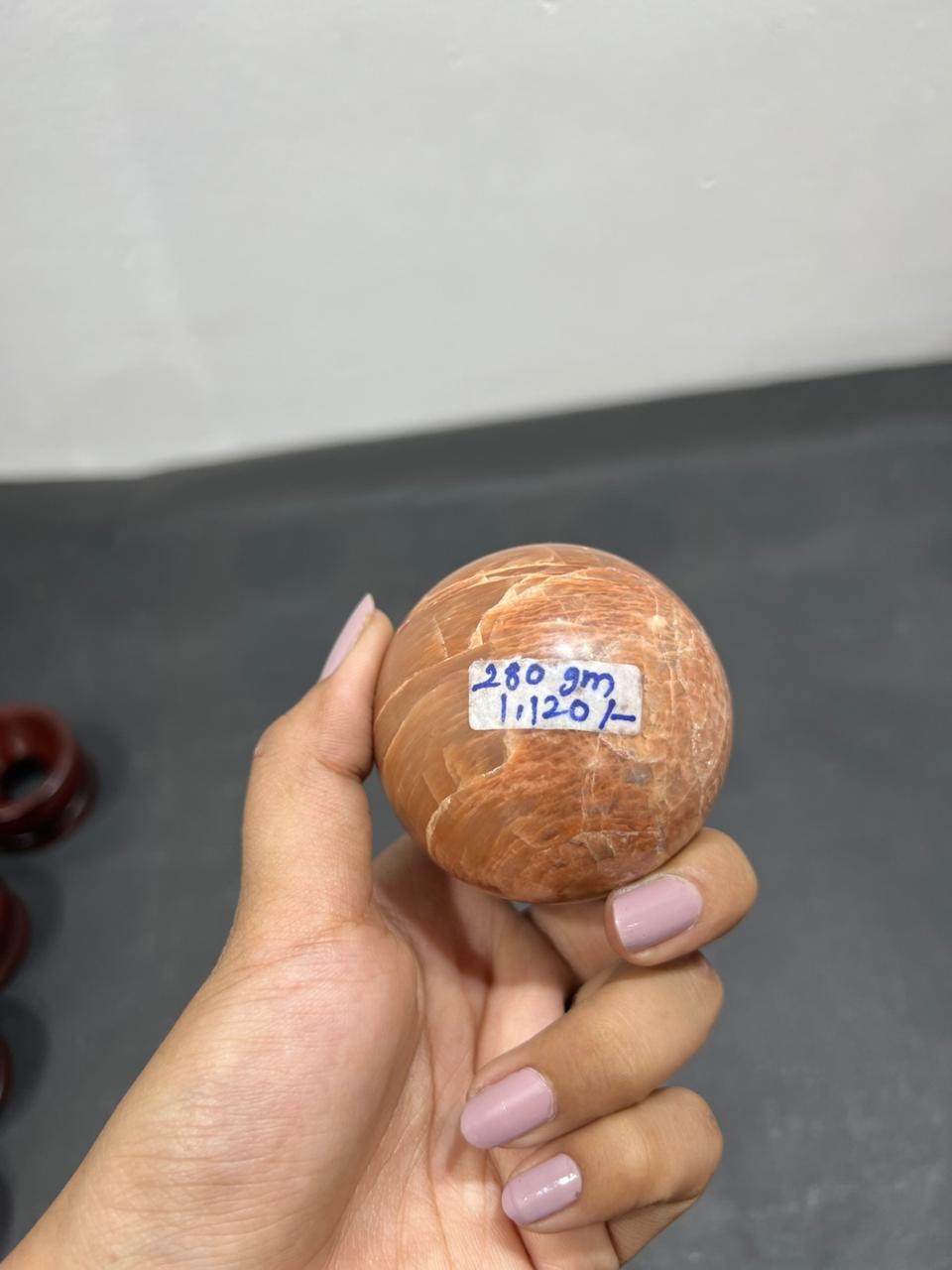 Orange Moonstone Sphere 280g - AEORA ROCKS INDIA -Healing Crystals superstore