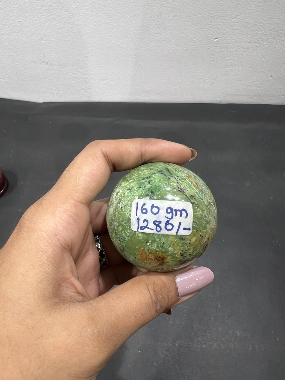 Chrysoprase Sphere 160g - AEORA ROCKS INDIA -Healing Crystals superstore