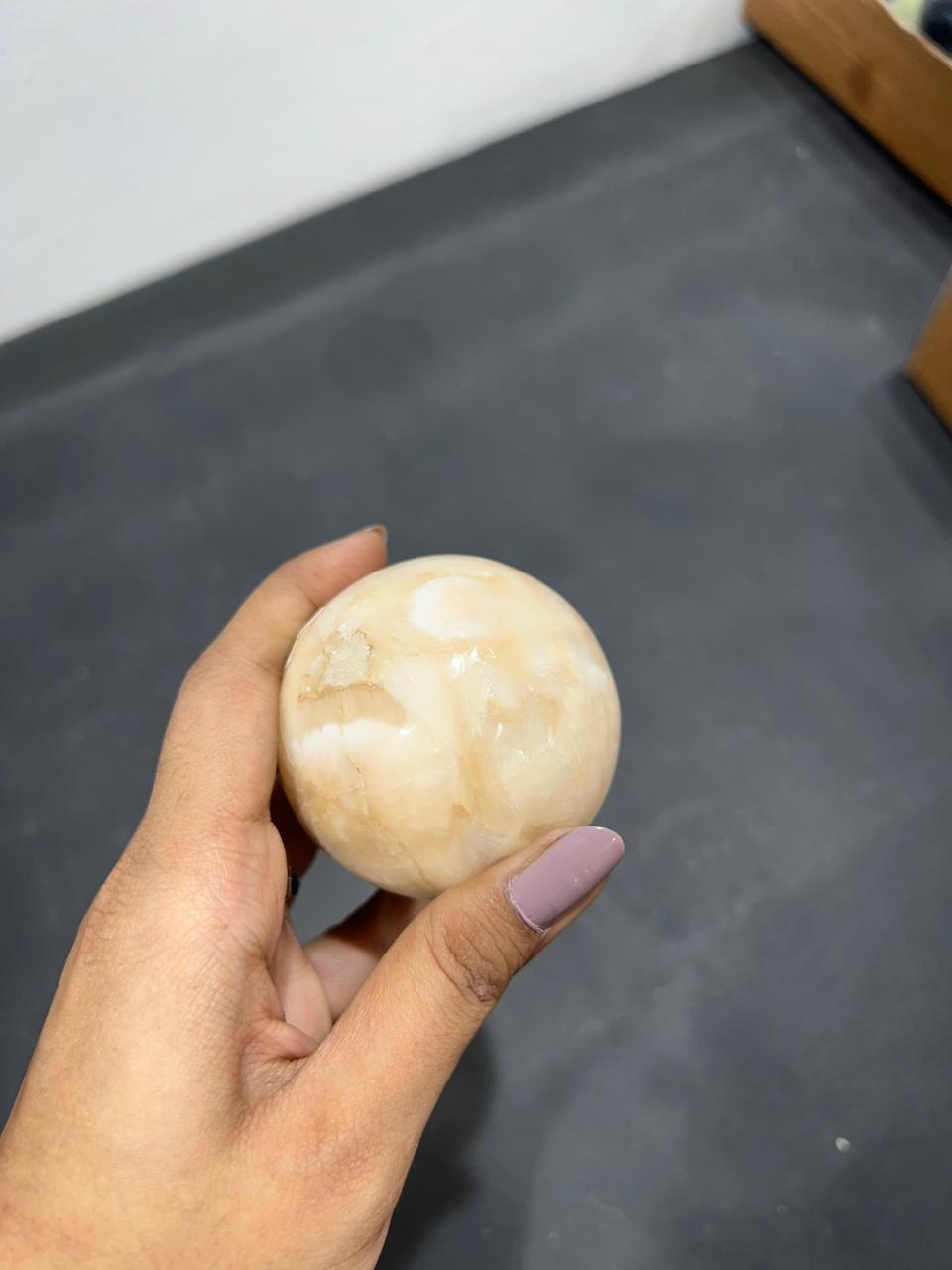 Stilbite Sphere 245g - AEORA ROCKS INDIA -Healing Crystals superstore