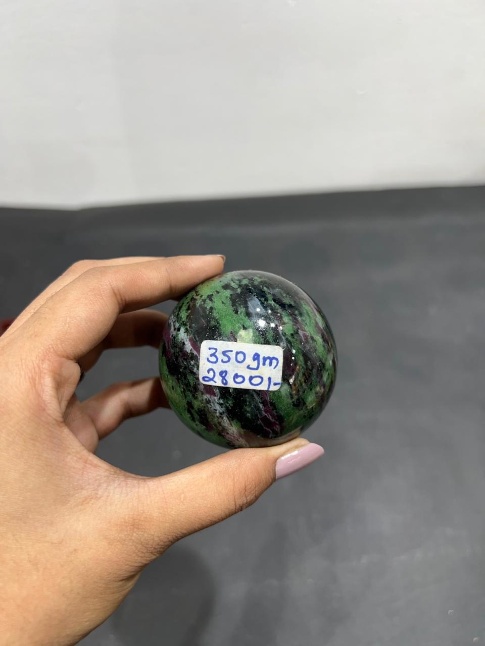 Ruby Fuchsite Sphere 350g - AEORA ROCKS INDIA -Healing Crystals superstore