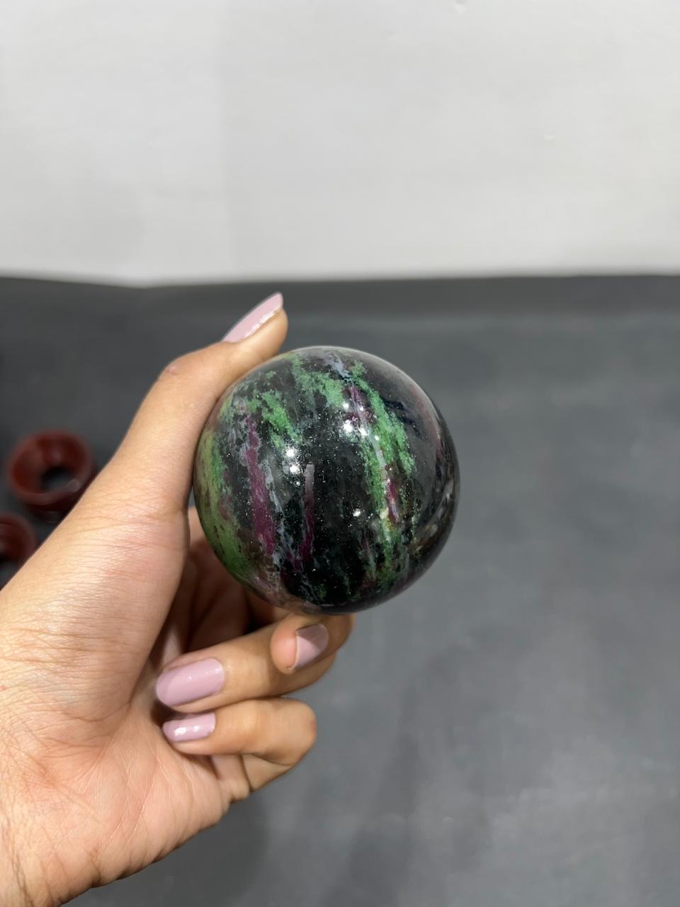 Ruby Fuchsite Sphere 350g - AEORA ROCKS INDIA -Healing Crystals superstore