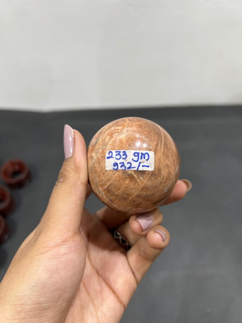 Orange Moonstone Sphere 233g - AEORA ROCKS INDIA -Healing Crystals superstore