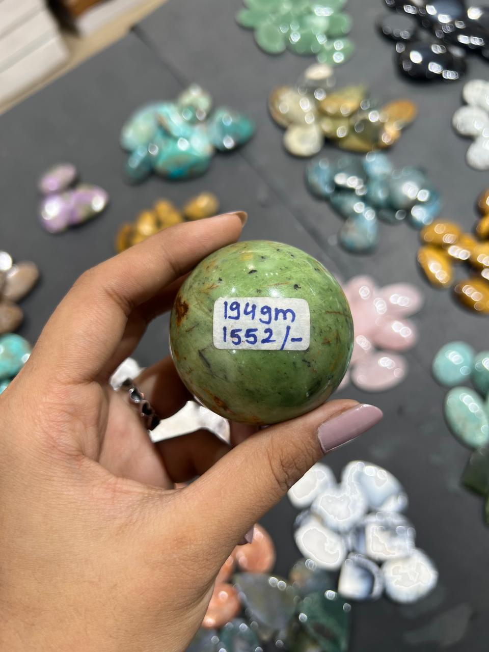 Chrysocolla Sphere 194g - AEORA ROCKS INDIA -Healing Crystals superstore