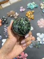 Ruby Fuchsite Sphere 383g - AEORA ROCKS INDIA -Healing Crystals superstore