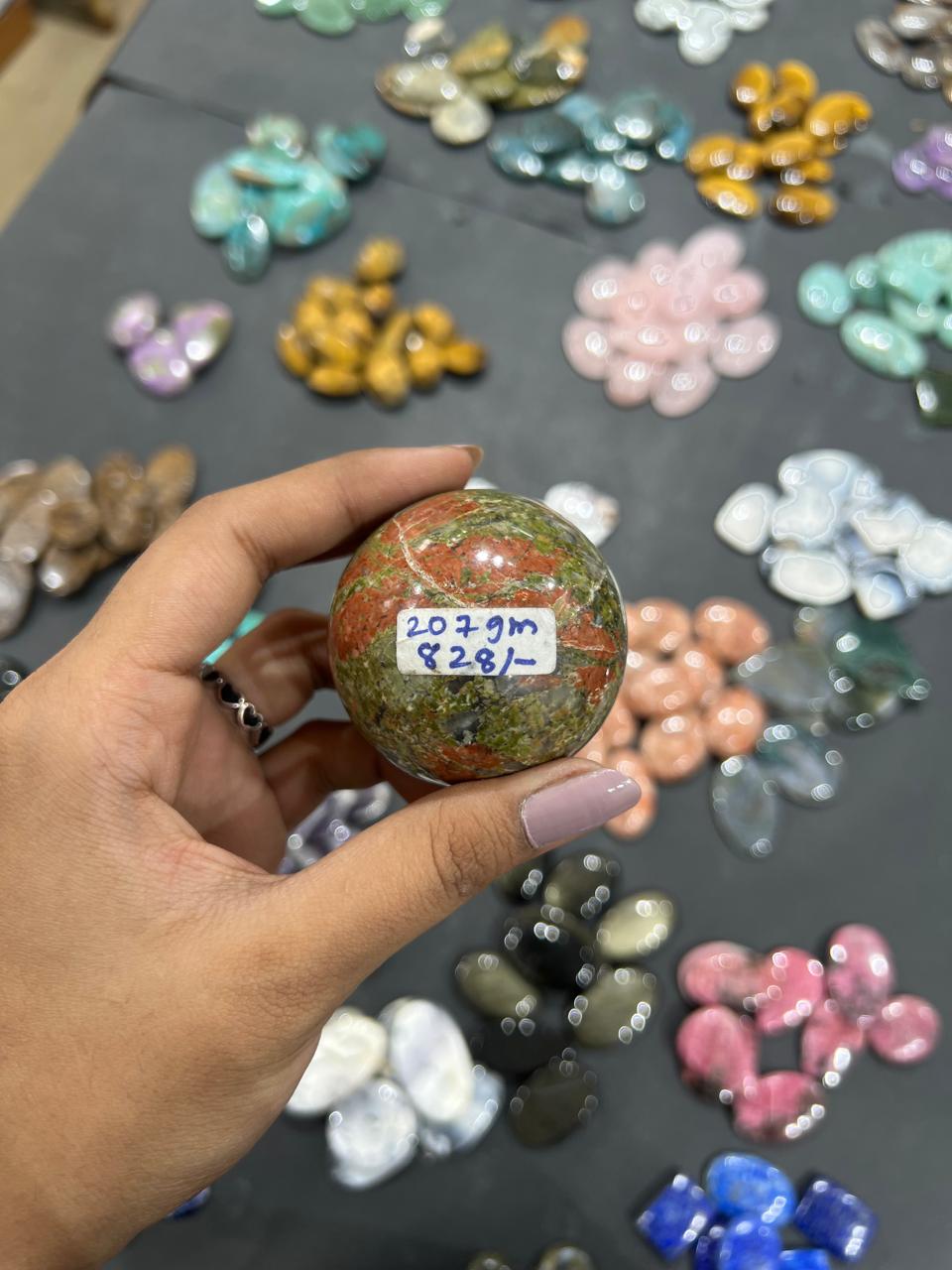 Unakite Sphere 207g - AEORA ROCKS INDIA -Healing Crystals superstore