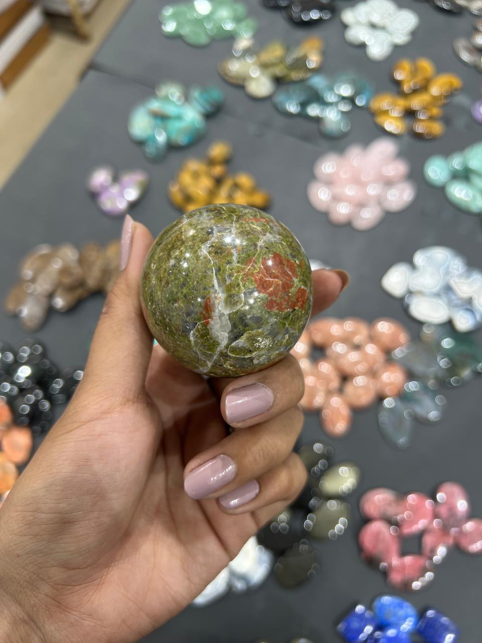Unakite Sphere 207g - AEORA ROCKS INDIA -Healing Crystals superstore