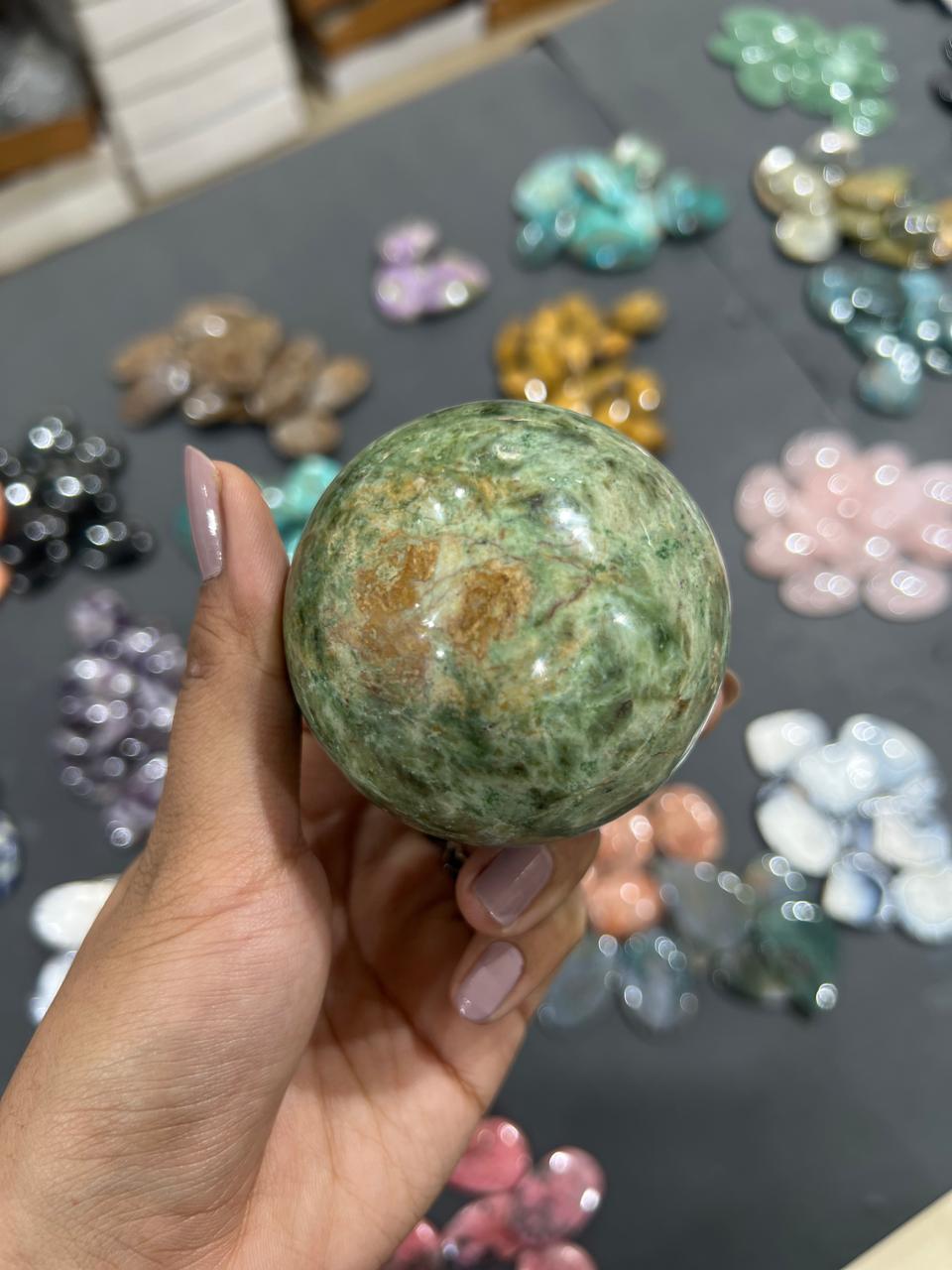 Chrysoprase Sphere 300g - AEORA ROCKS INDIA -Healing Crystals superstore