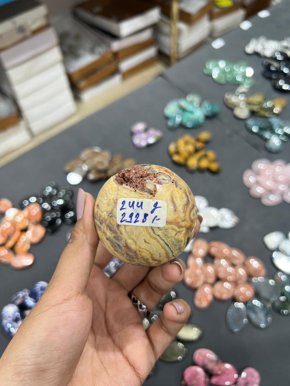 Crazy Lace Agate Sphere 244g - AEORA ROCKS INDIA -Healing Crystals superstore