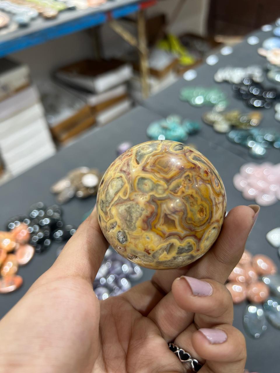 Crazy Lace Agate Sphere 244g - AEORA ROCKS INDIA -Healing Crystals superstore