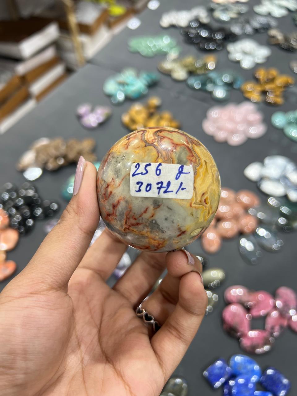 Crazy Lace Agate Sphere 256g - AEORA ROCKS INDIA -Healing Crystals superstore