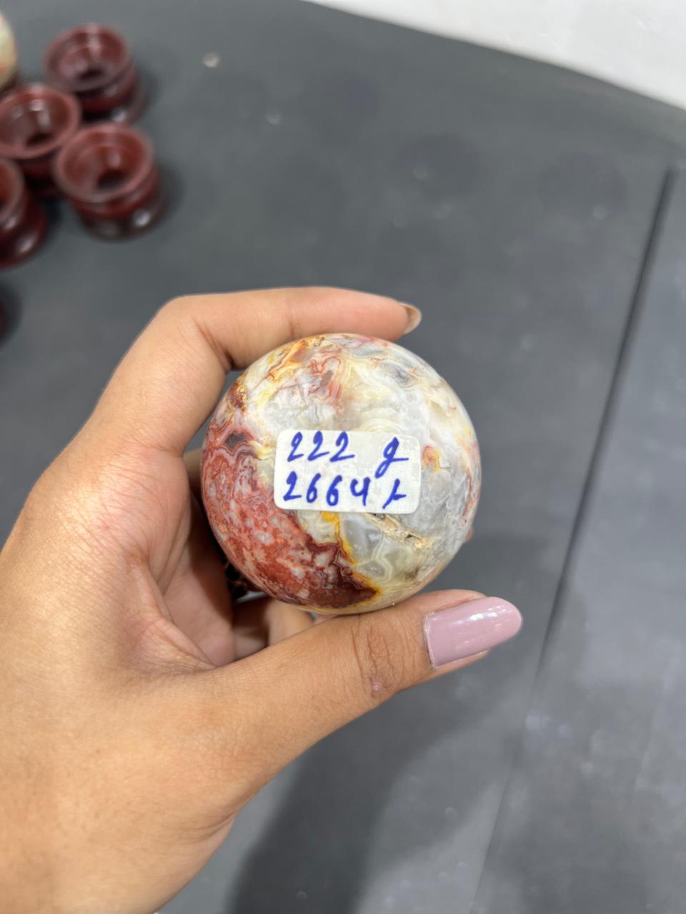 Crazy Lace Agate Sphere 222g - AEORA ROCKS INDIA -Healing Crystals superstore