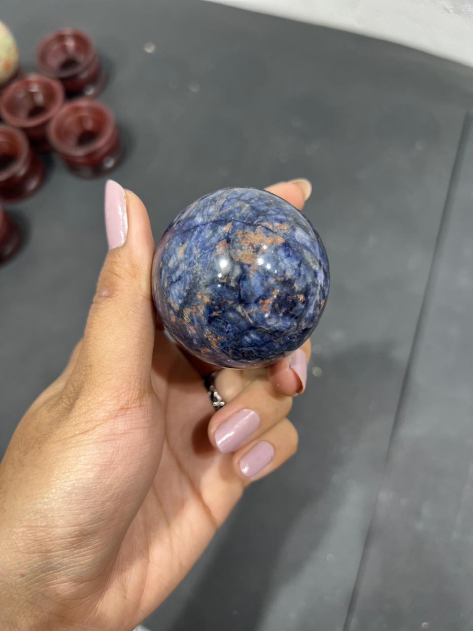 Sodalite Sphere 222g - AEORA ROCKS INDIA -Healing Crystals superstore
