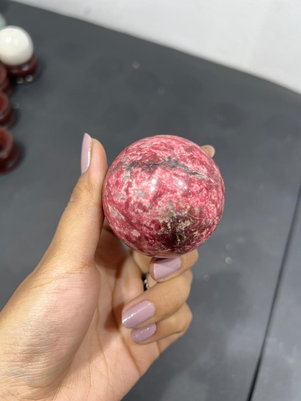 Thulite Sphere 245g - AEORA ROCKS INDIA -Healing Crystals superstore