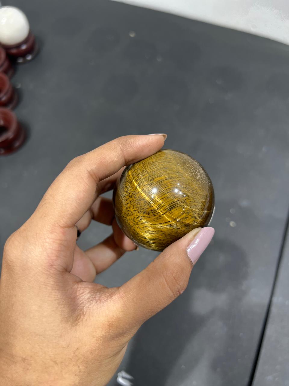 Tiger Eye Sphere 195g - AEORA ROCKS INDIA -Healing Crystals superstore