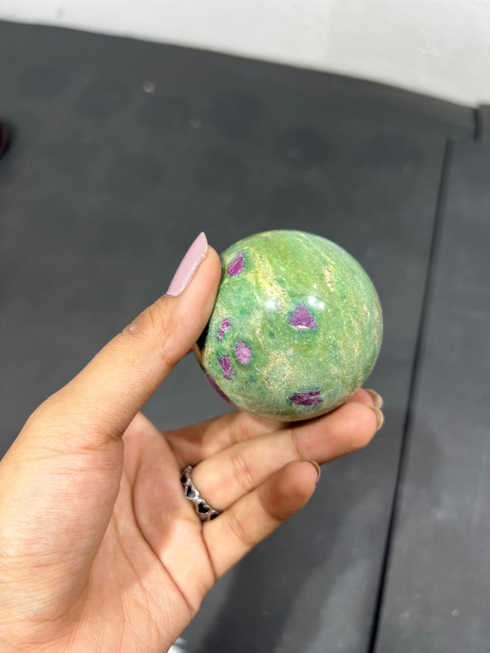 Ruby Zoisite Sphere 283g - AEORA ROCKS INDIA -Healing Crystals superstore
