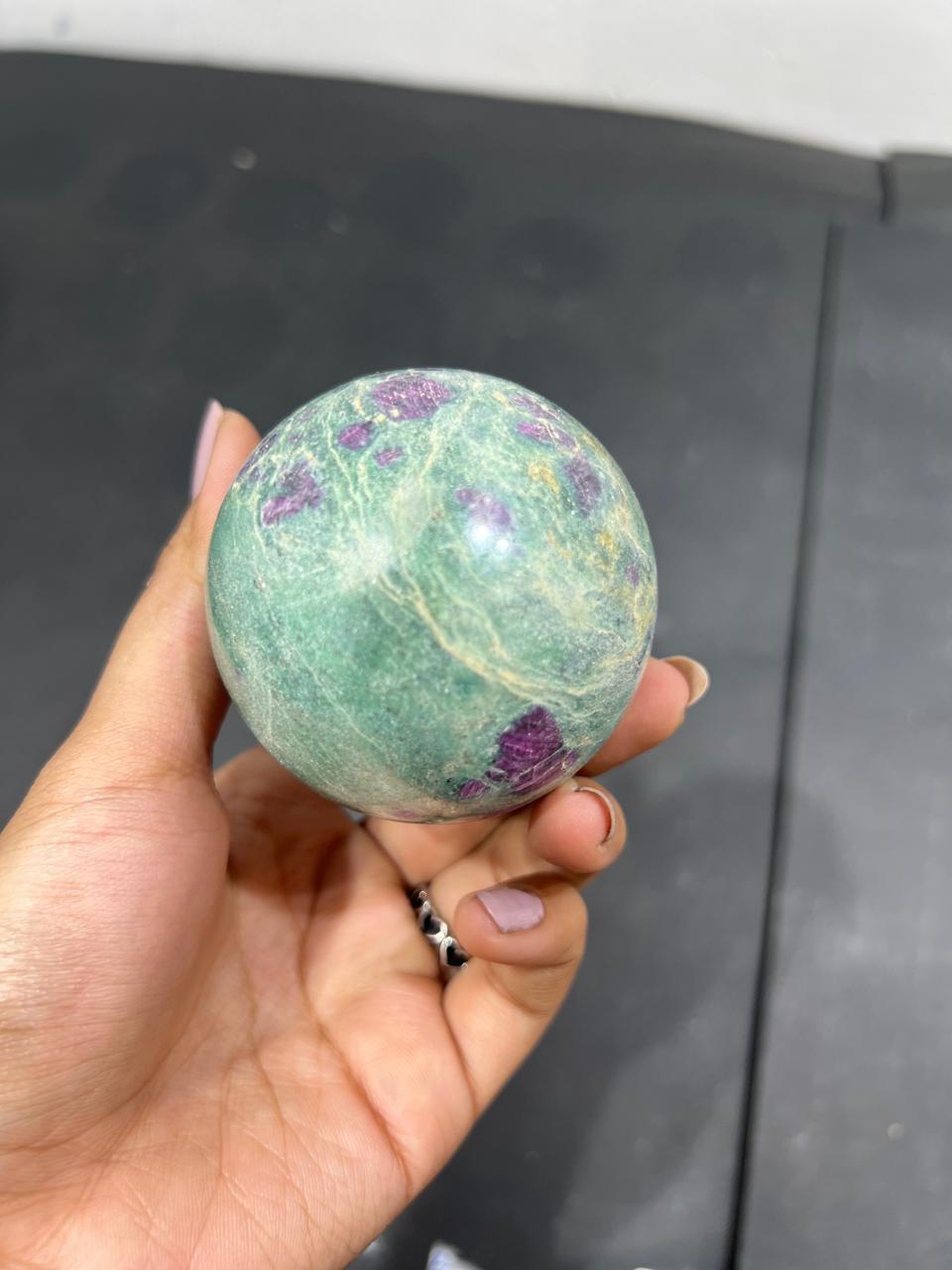 Ruby Zoisite Sphere 245g - AEORA ROCKS INDIA -Healing Crystals superstore