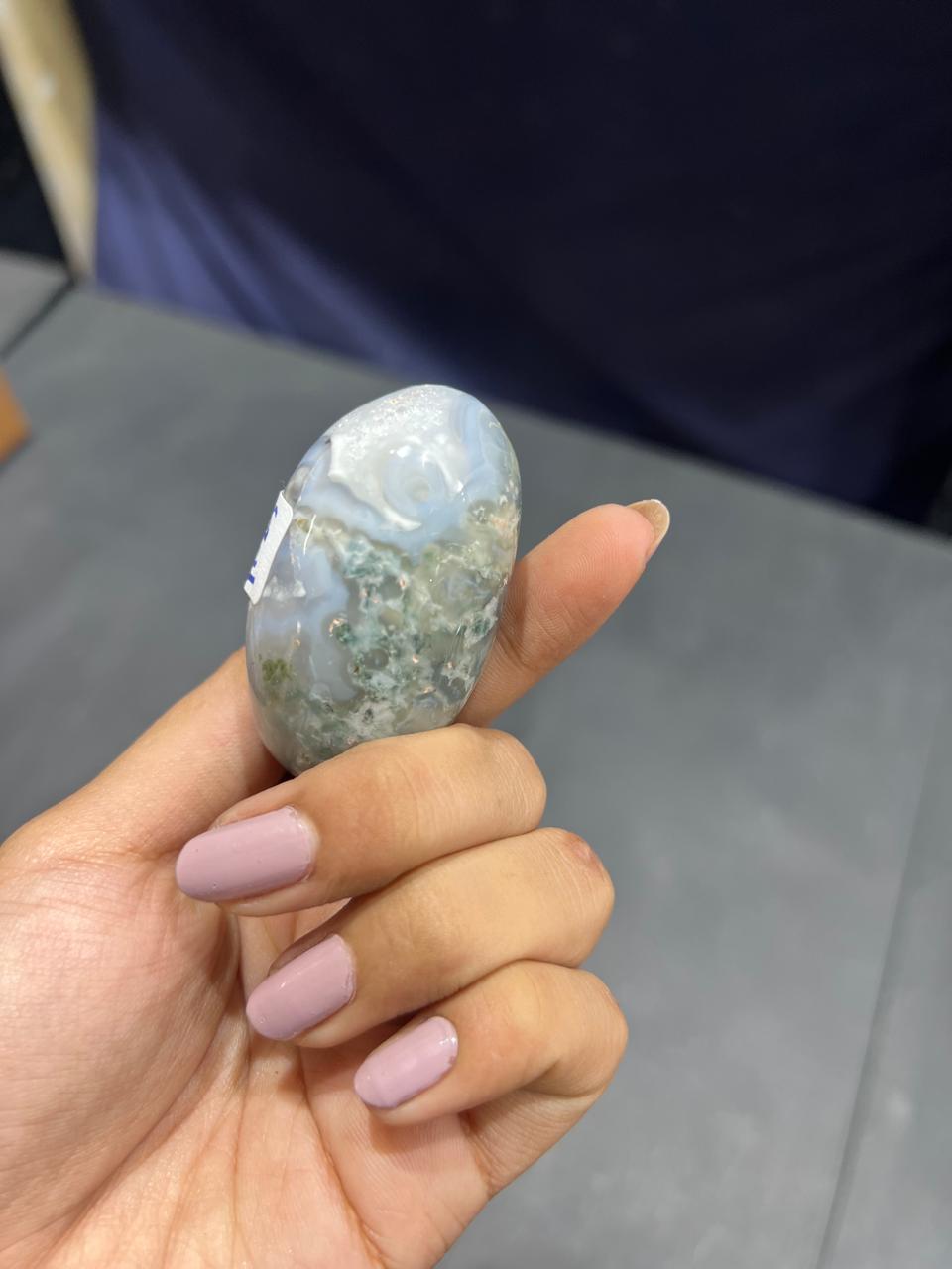 Moss Agate Lingam 75g - AEORA ROCKS INDIA -Healing Crystals superstore