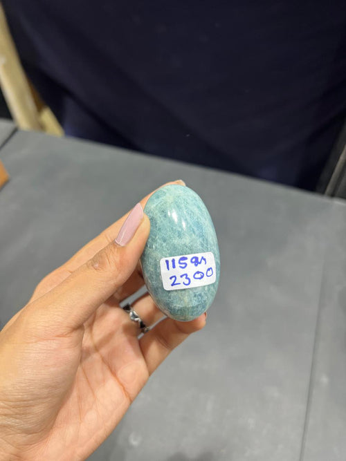 Aquamarine Lingam 115g - AEORA ROCKS INDIA -Healing Crystals superstore