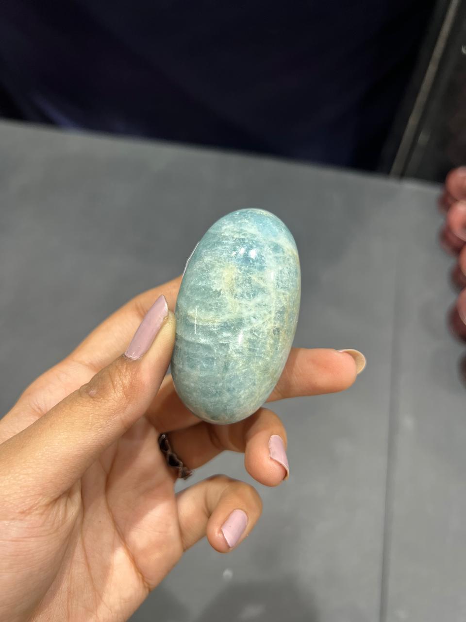 Aquamarine Lingam 115g - AEORA ROCKS INDIA -Healing Crystals superstore