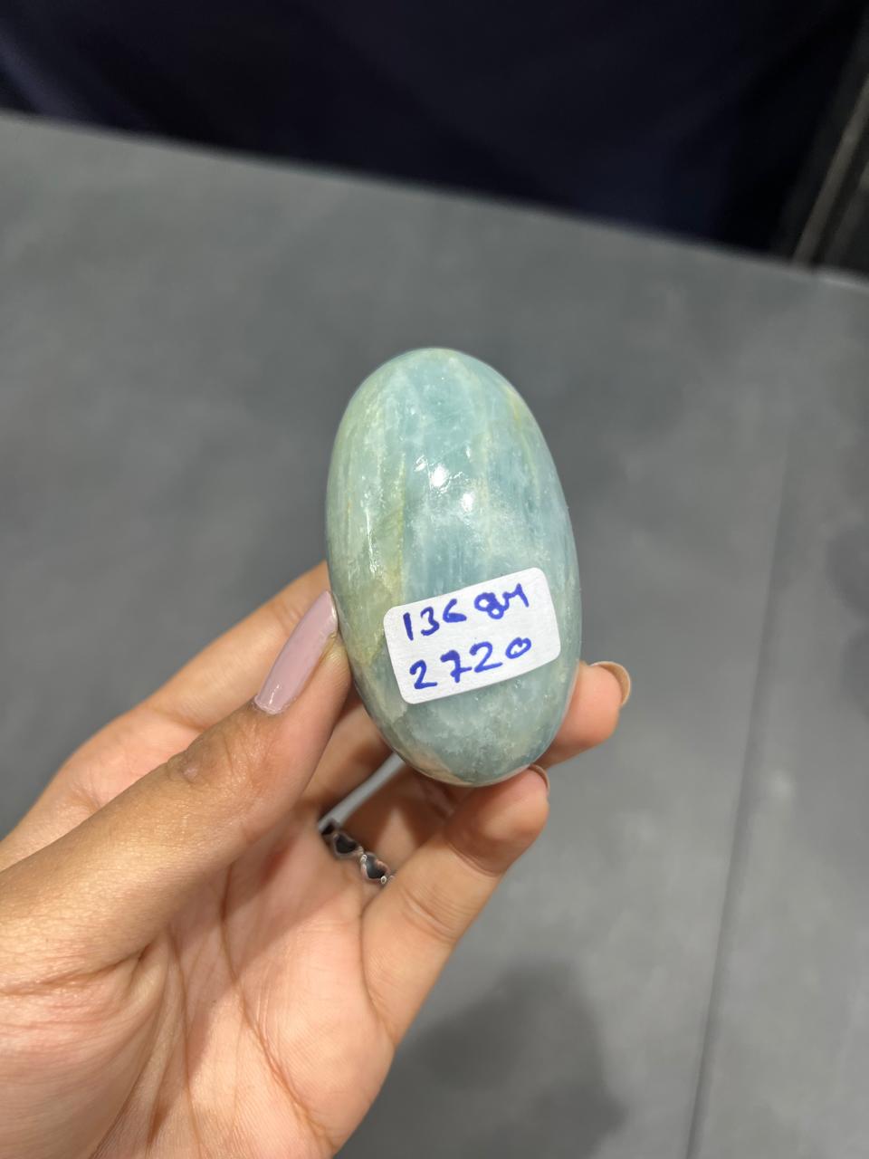 Aquamarine Lingam 136g - AEORA ROCKS INDIA -Healing Crystals superstore