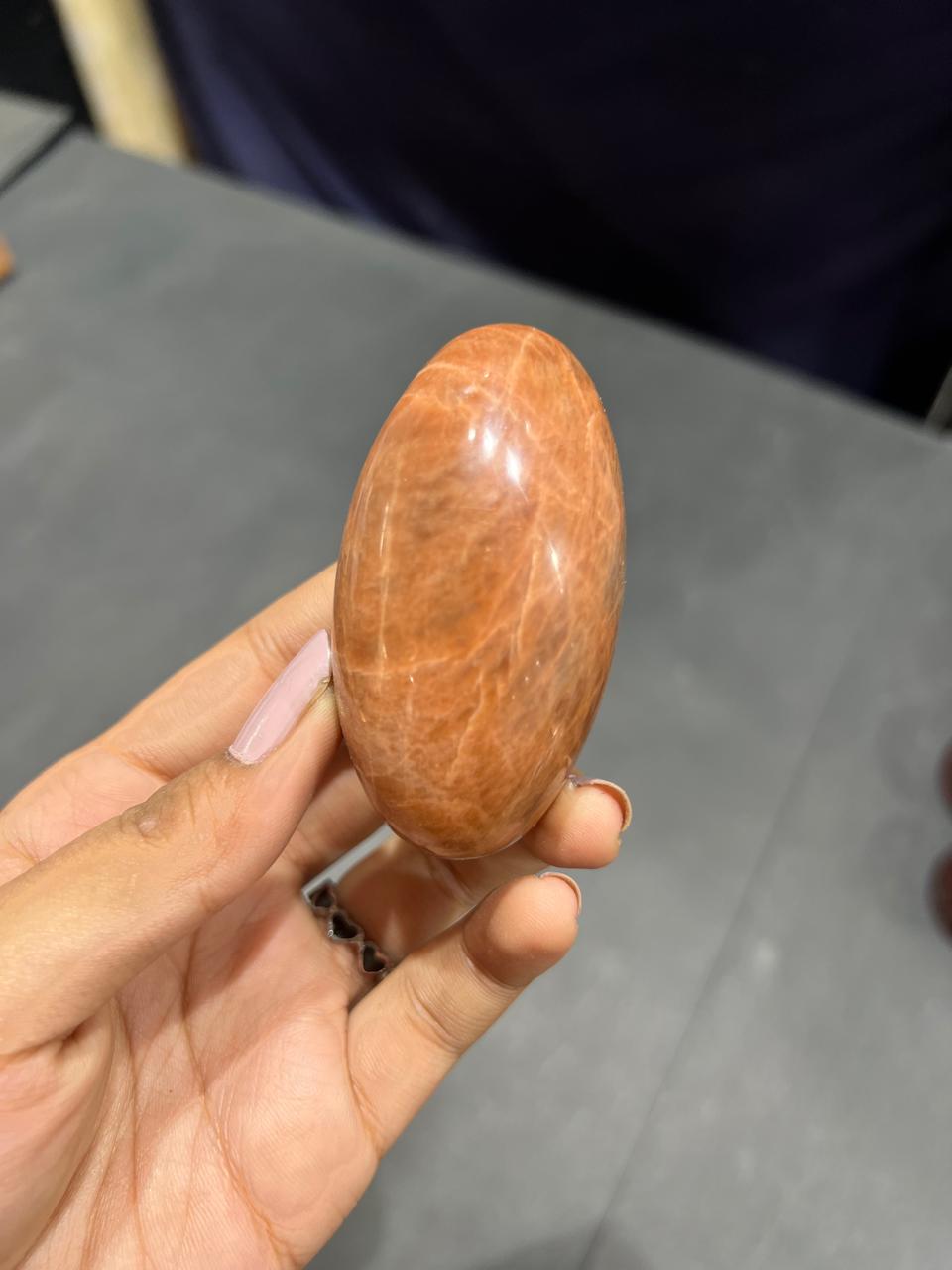 Orange Moonstone Lingam 116g - AEORA ROCKS INDIA -Healing Crystals superstore
