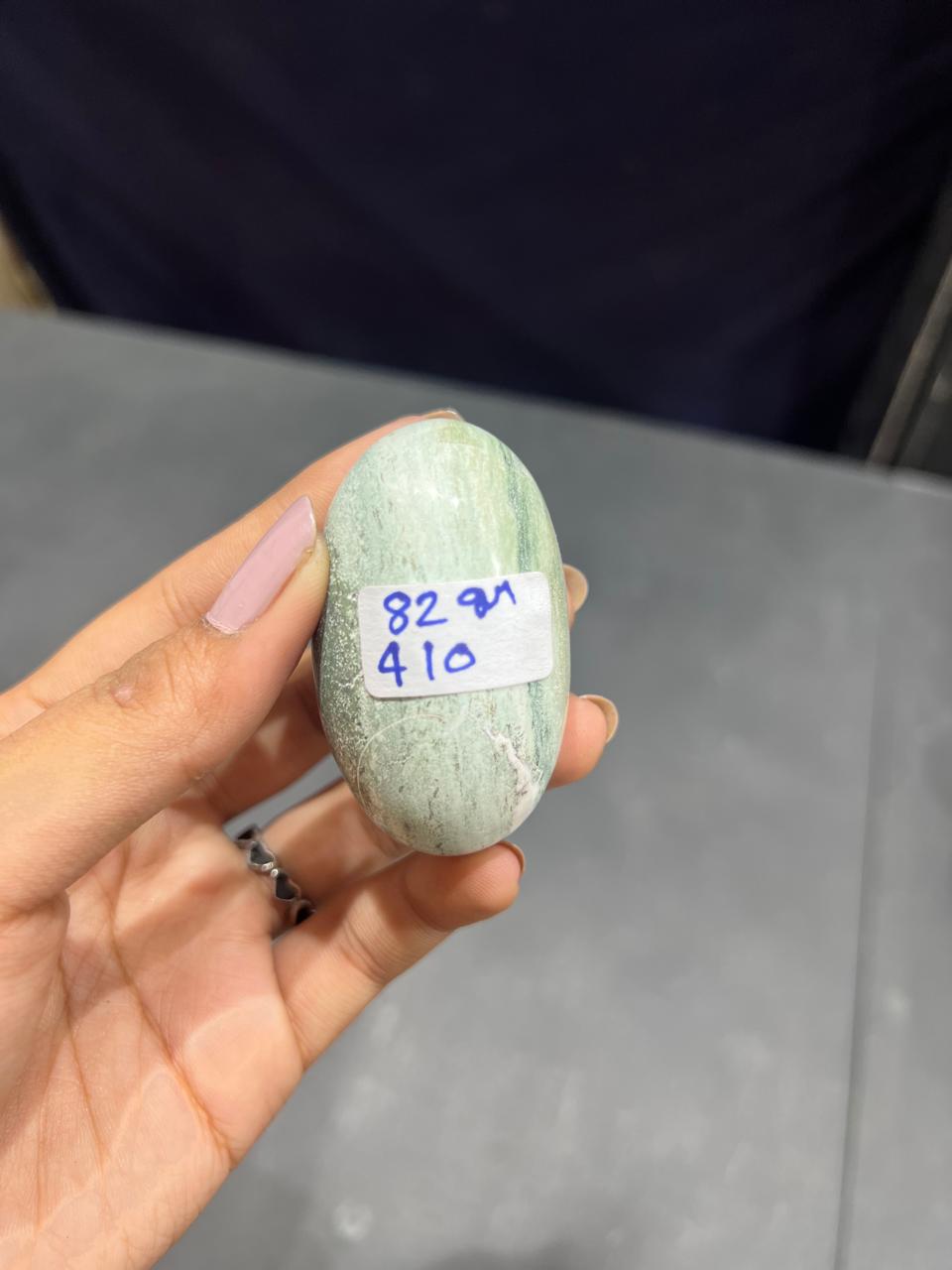 Green zebra Lingam 82g - AEORA ROCKS INDIA -Healing Crystals superstore