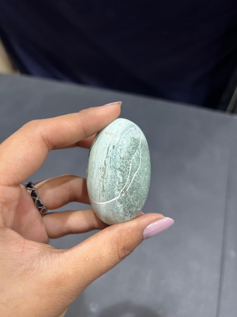 Green zebra Lingam 82g - AEORA ROCKS INDIA -Healing Crystals superstore