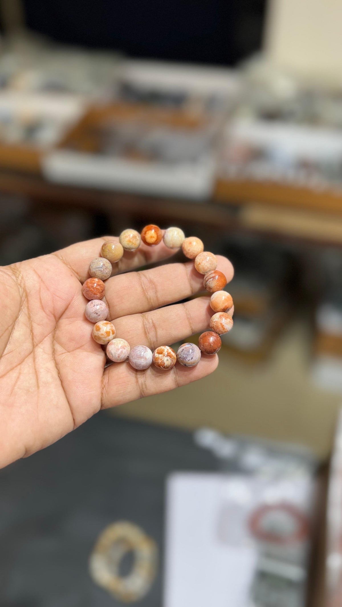 Fossil Coral Bracelet 12mm 1080/- - AEORA ROCKS INDIA -Healing Crystals superstore