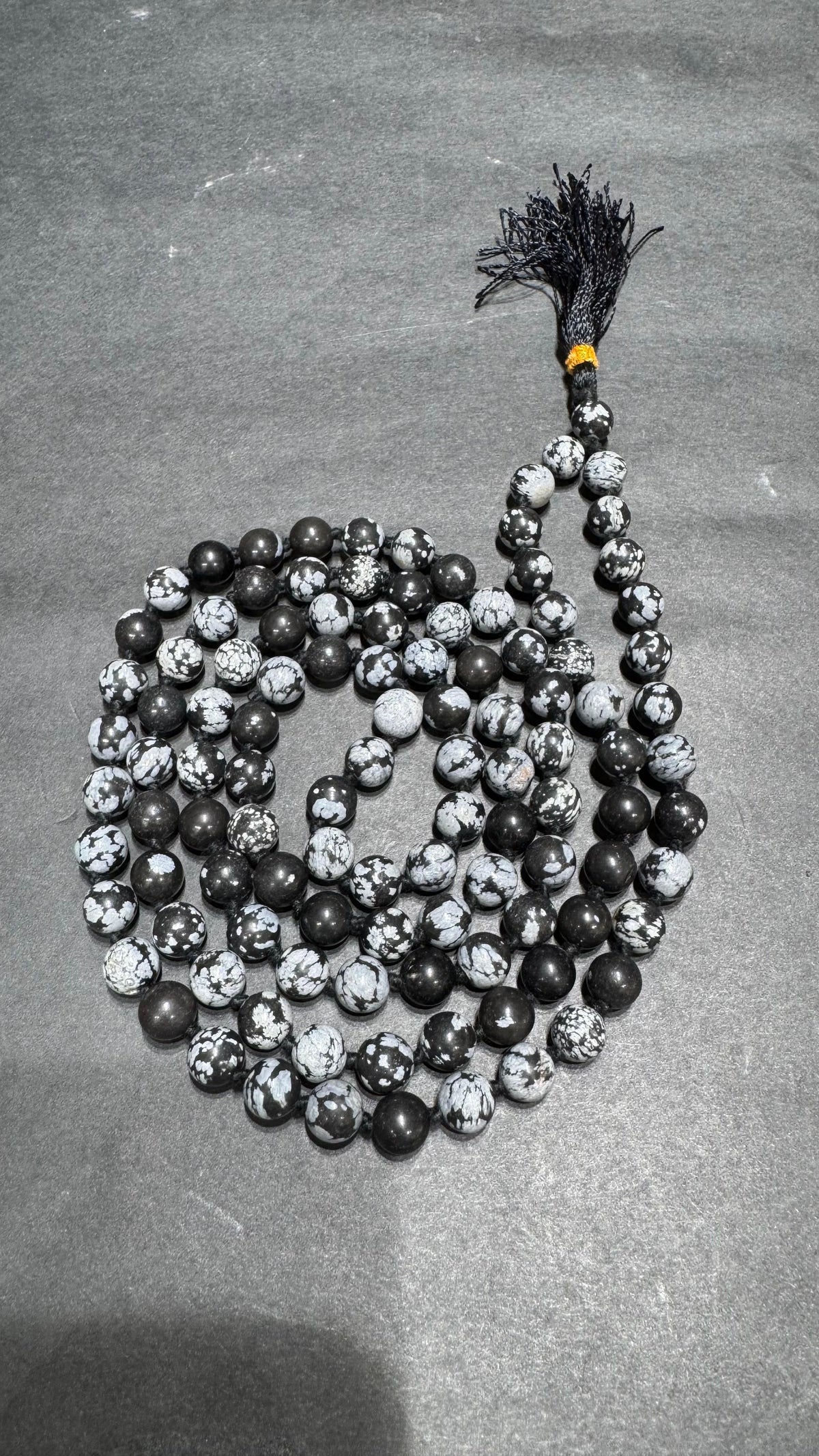 Snowflake Obsidian Jap mala - AEORA ROCKS INDIA -Healing Crystals superstore