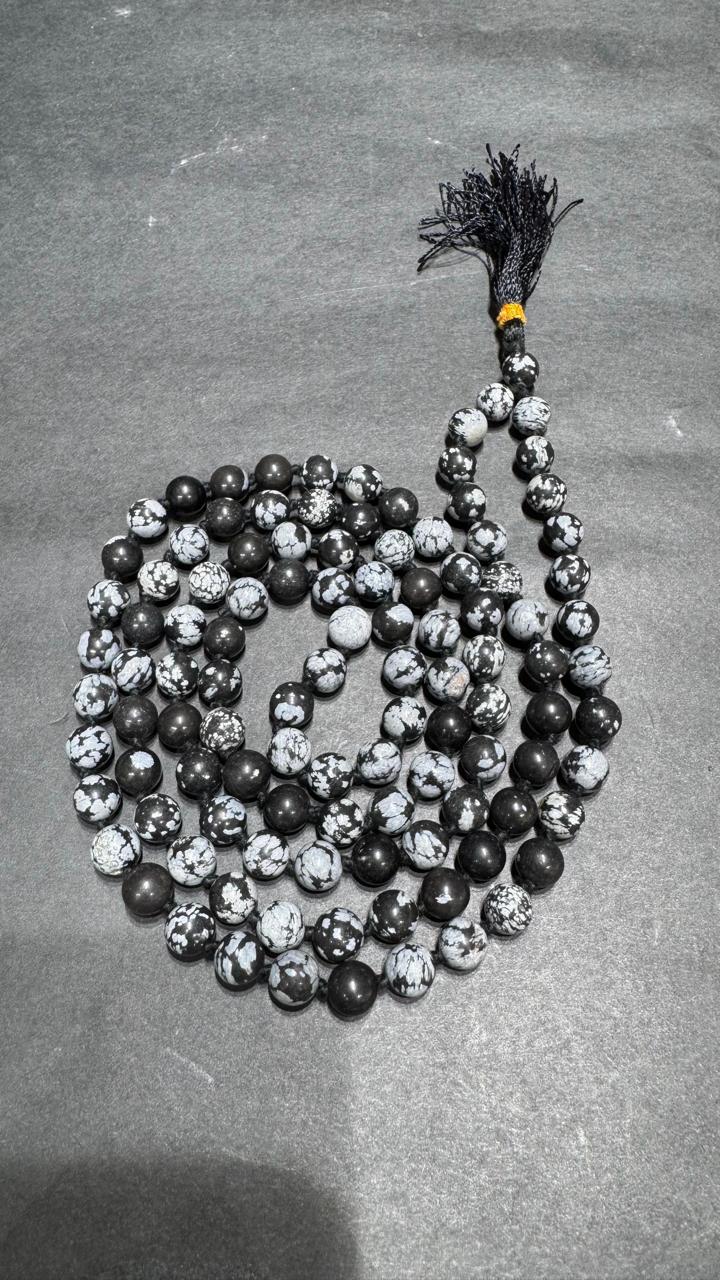 Snowflake Obsidian Japa Mala