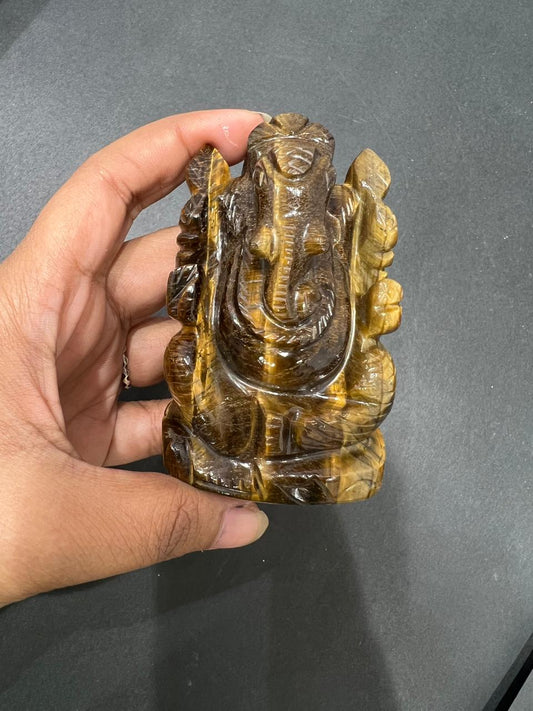 Tiger Eye Ganesha - AEORA ROCKS INDIA -Healing Crystals superstore