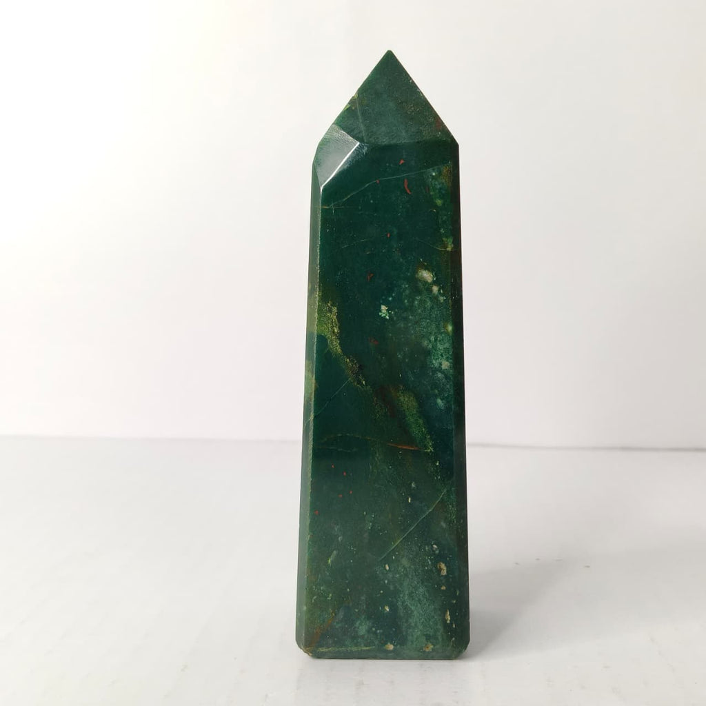 Bloodstone Obelisk/Tower :Healing Point for Vitality & Courage - AEORA ROCKS INDIA -Healing Crystals superstore