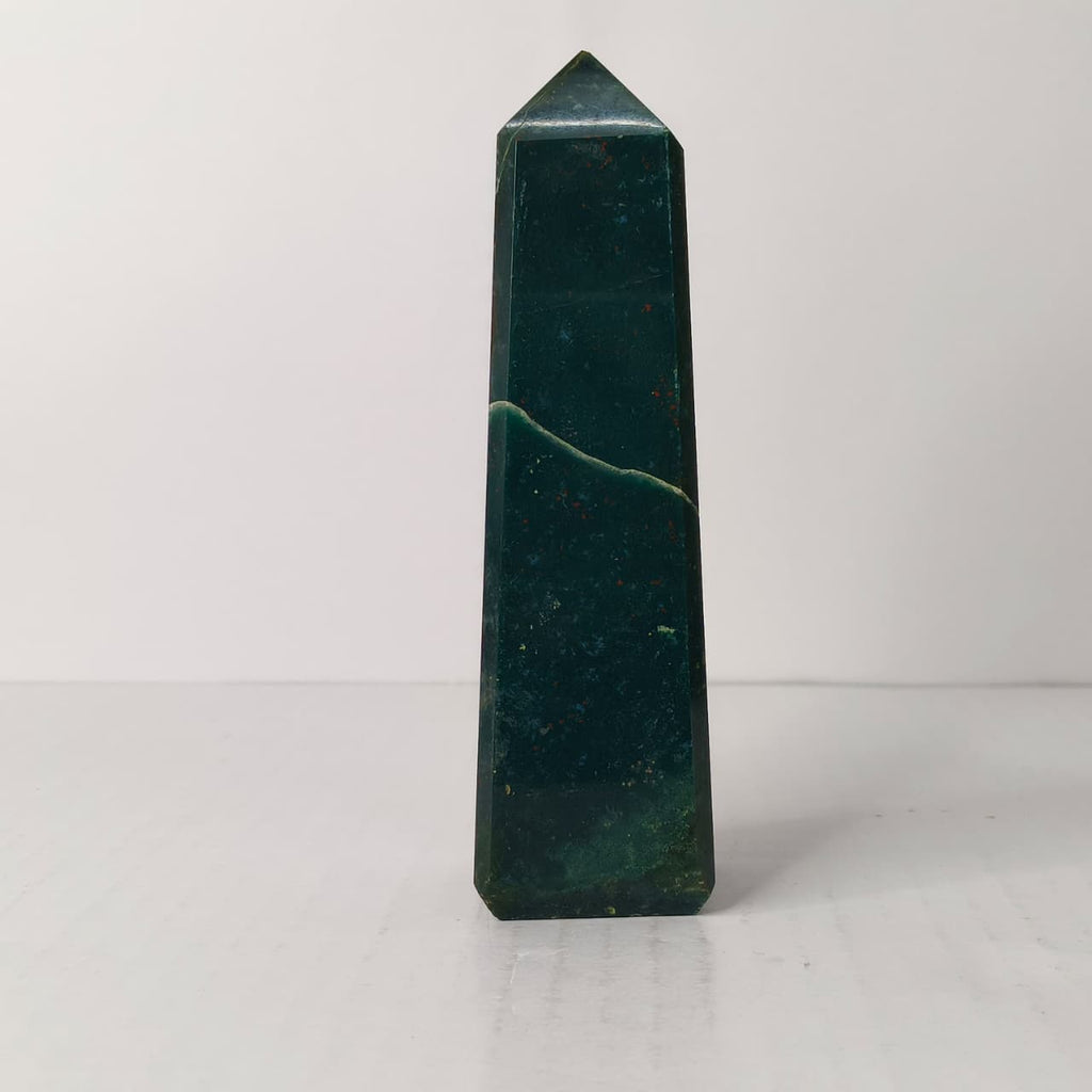 Bloodstone Obelisk/Tower :Healing Point for Vitality & Courage - AEORA ROCKS INDIA -Healing Crystals superstore